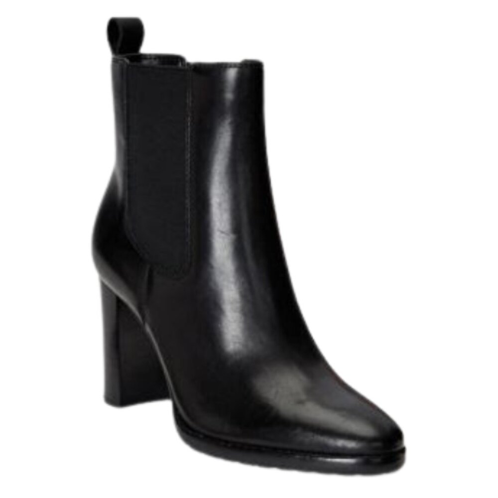 Lauren Ralph Lauren Black Mylah Burnished Leather Booties